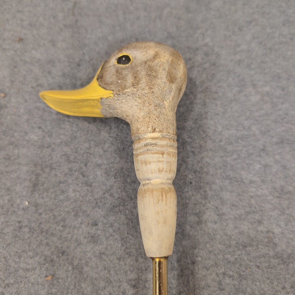 Vintage Style Duck Head Long Handle Shoe Horn Gold Tone Metal Dressing Aid - Picture 5 of 6